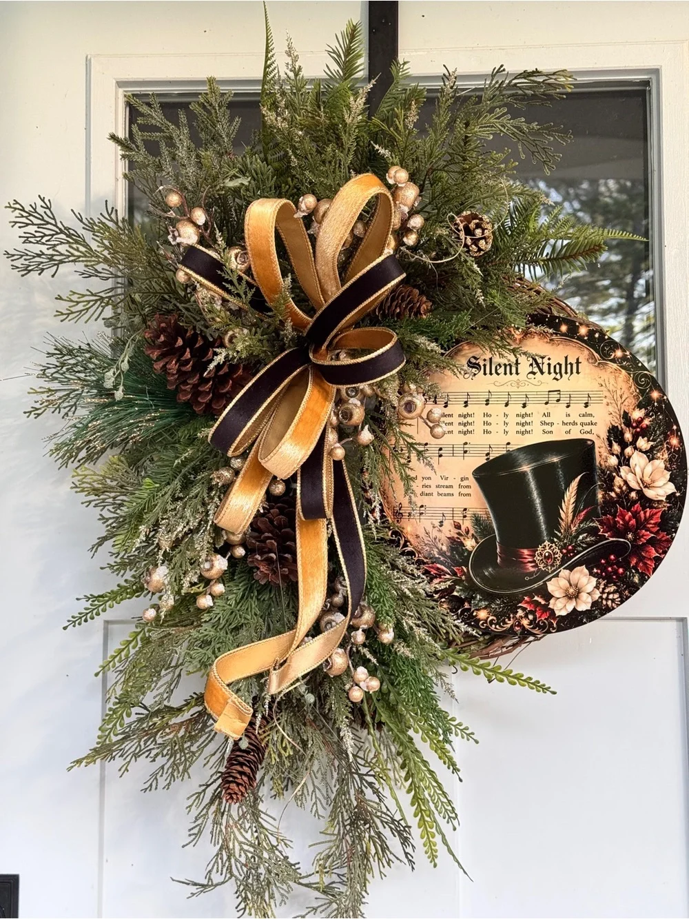 Elegant Black & Gold “Silent Night” Wreath